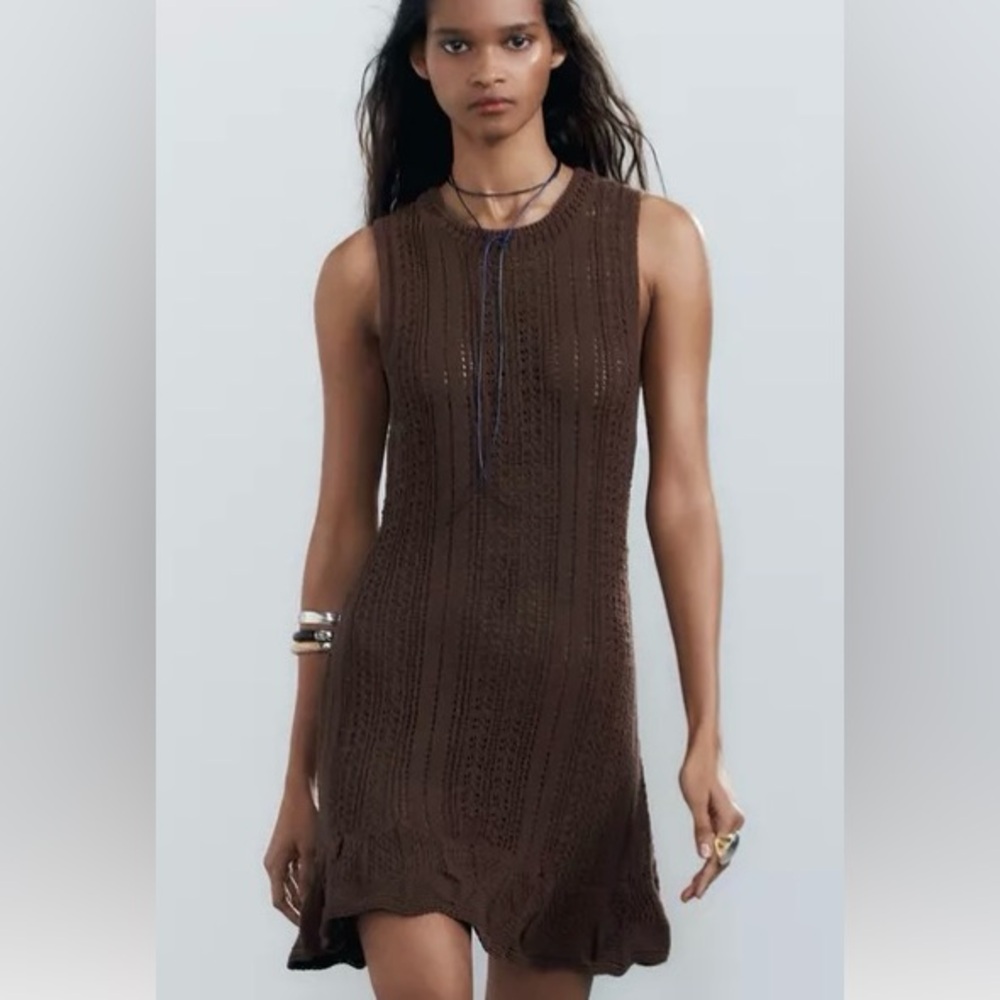 Zara Crochet Knit Mini Dress, sz M, worn once